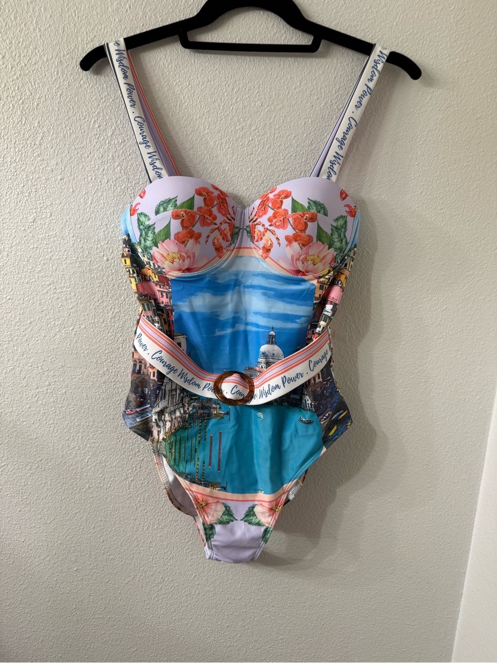 Endless Moon Mediterranean Print Swimsuit + Matching Cover-Up Set | Large | NWT